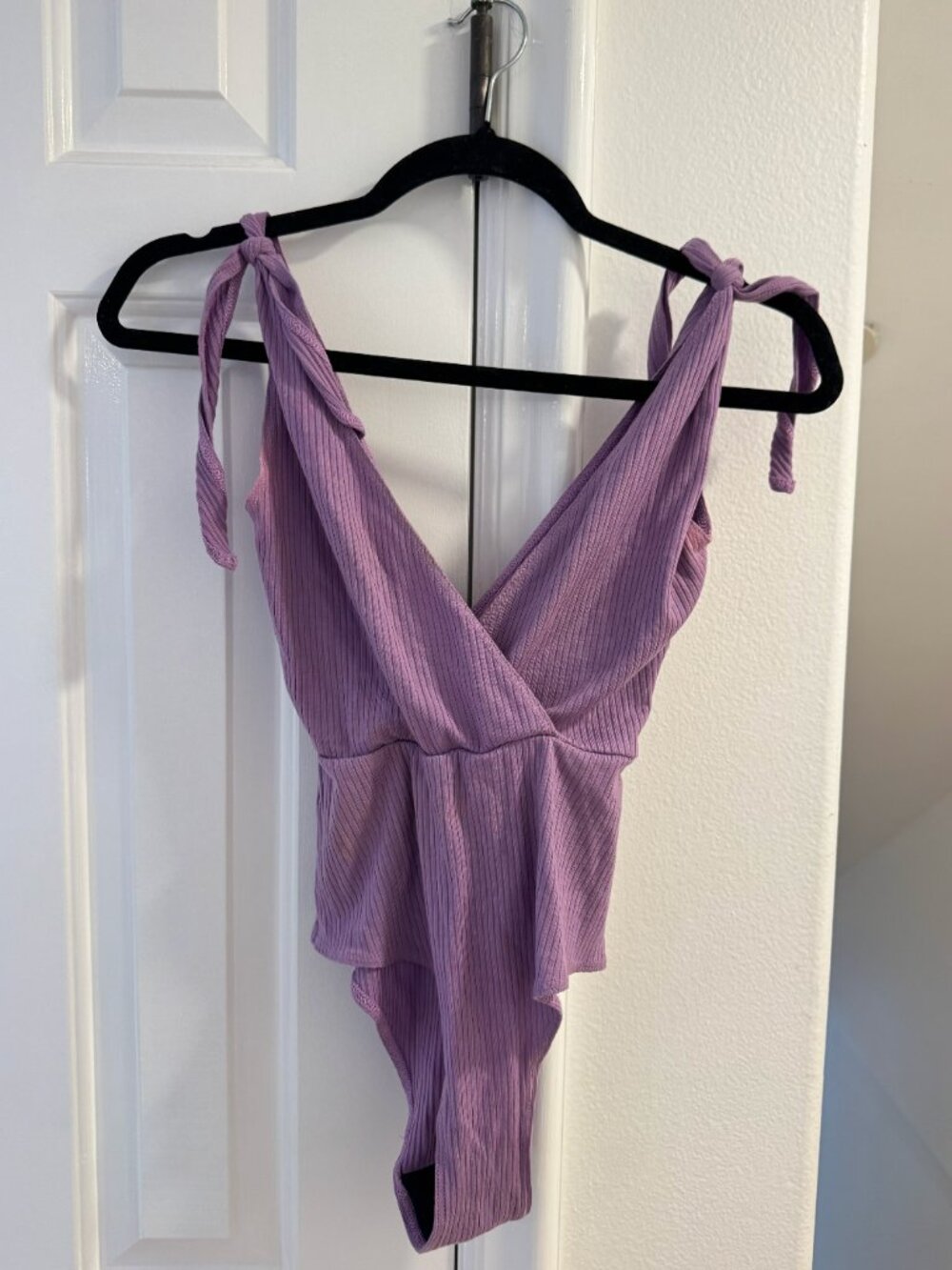 Reformation purple knit bodysuit
